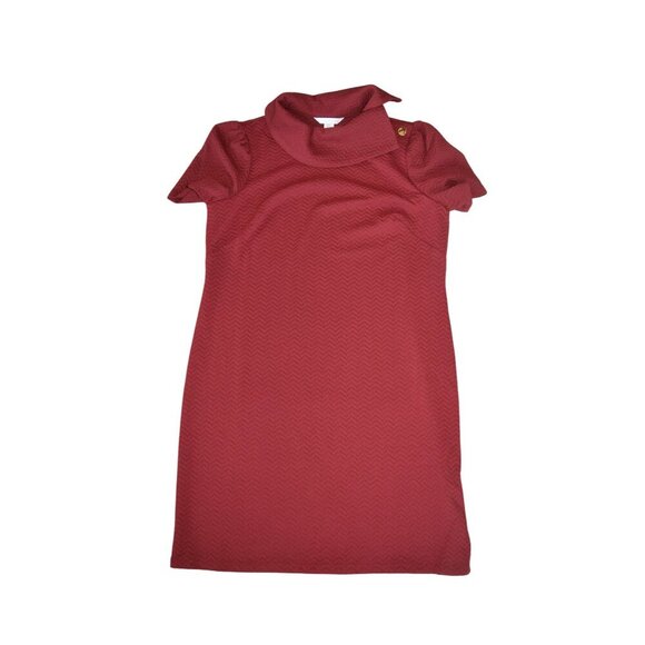 NWT London Times Berry Red Collared Sheath Dress Women's Size 12 Gold Buttons - Picture 9 of 9
